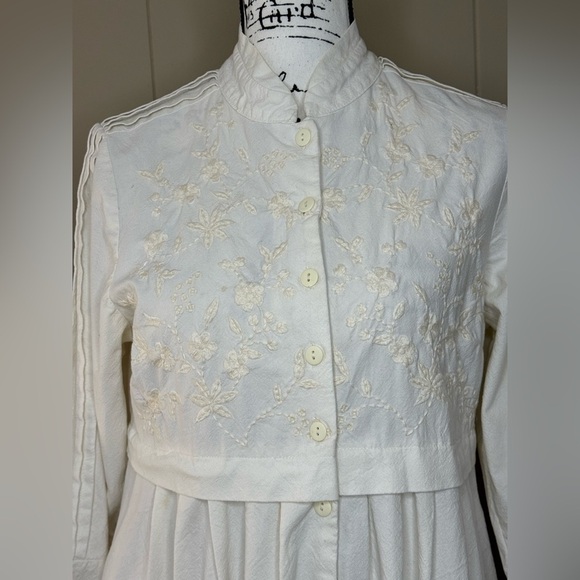 April Cornell Embroidered Indian Cotton Long Sleeve Dress Womens Small - Picture 4 of 15